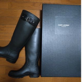 極美品★SAINT LAURENT PARIS サンローランパリ 315557 サイドゴア ポインテッドトゥ パテント ブーティー／ブーツ 黒 36 1/2 イタリア製 h05-st30221-311