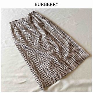 バーバリー(BURBERRY)のビンテージ バーバリー ウィリアムブラウン シルク ウール ツイード スカート(ひざ丈スカート)