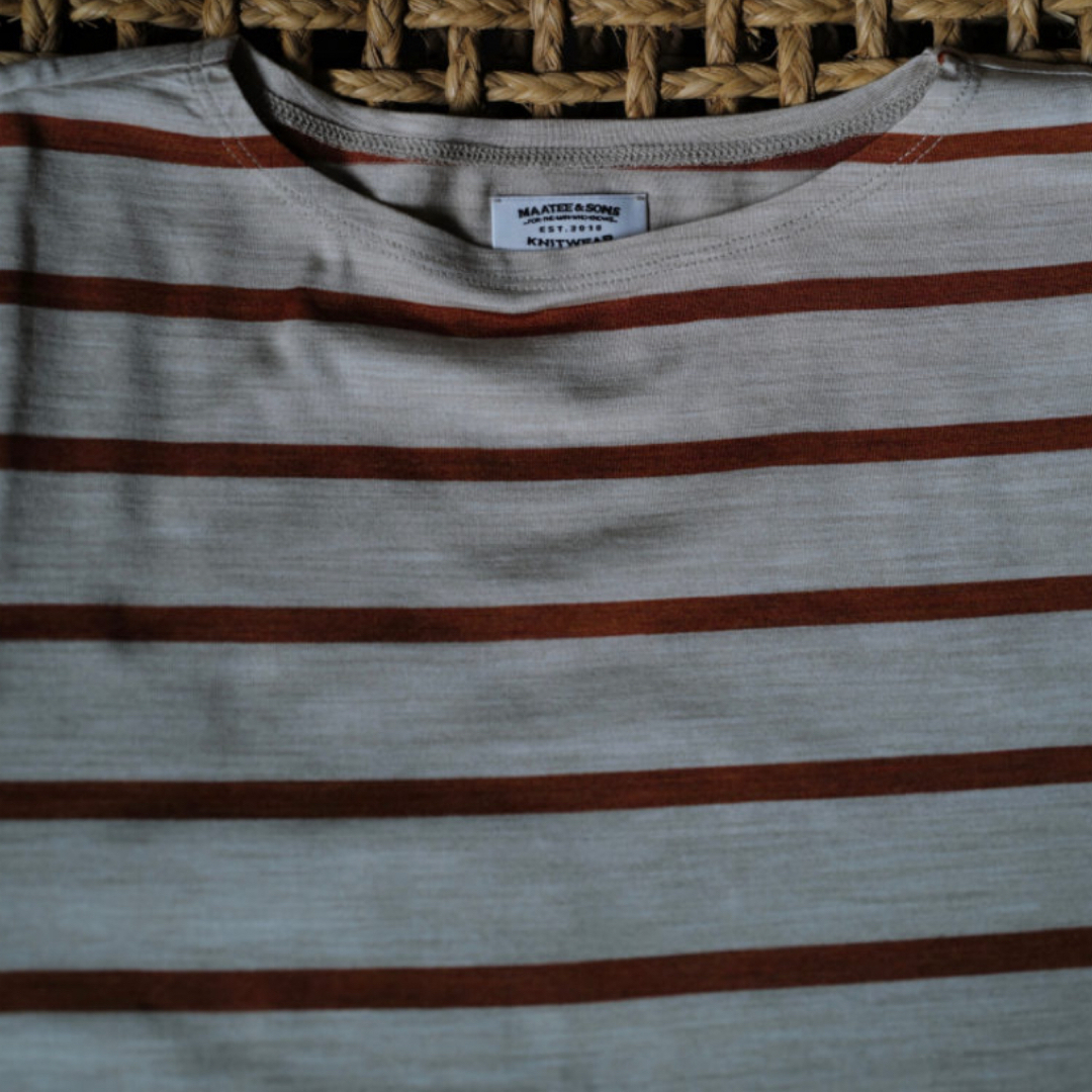MAATEE&SONS柿乃葉別注ExSilk Border Busque Tee MAATEE&SONS柿乃葉別注ExSilk Border Busque Tee