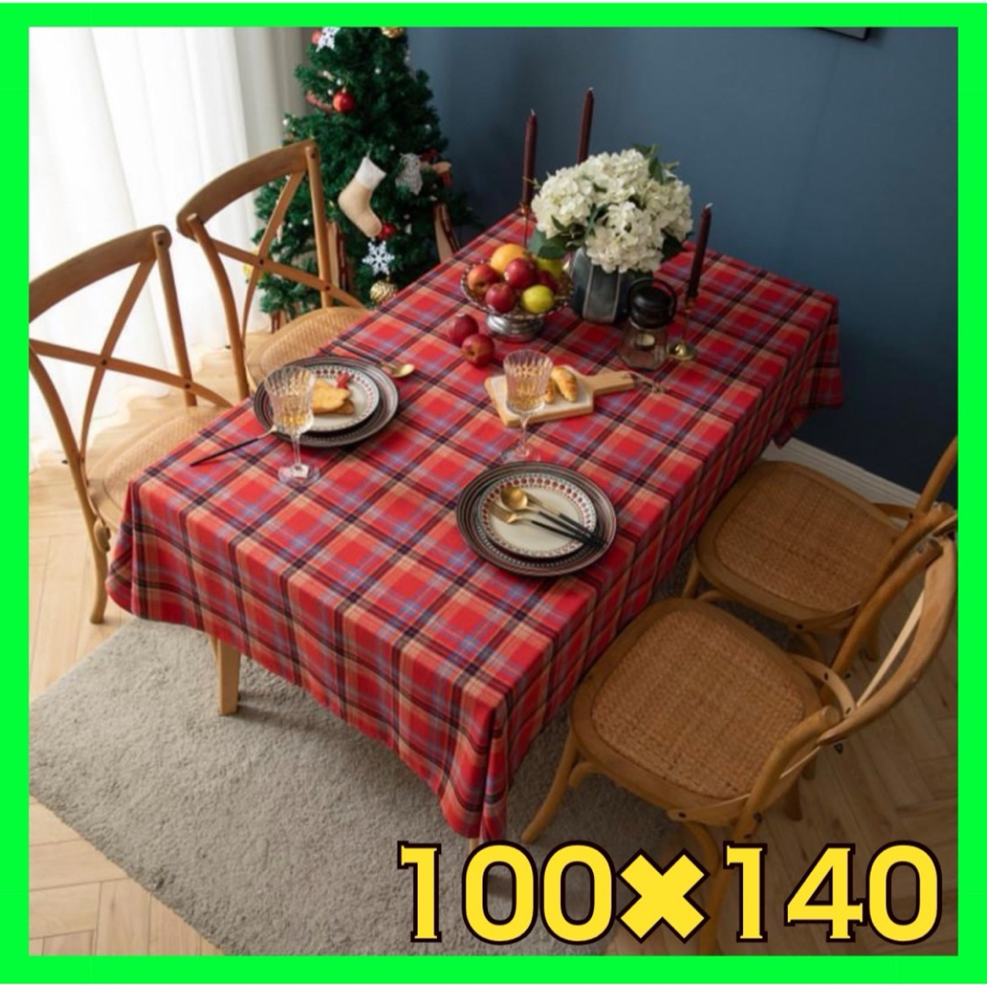 クリスマス　テーブルクロス　レッド　チェック　北欧　カントリー　可愛い インテリア/住まい/日用品のキッチン/食器(テーブル用品)の商品写真