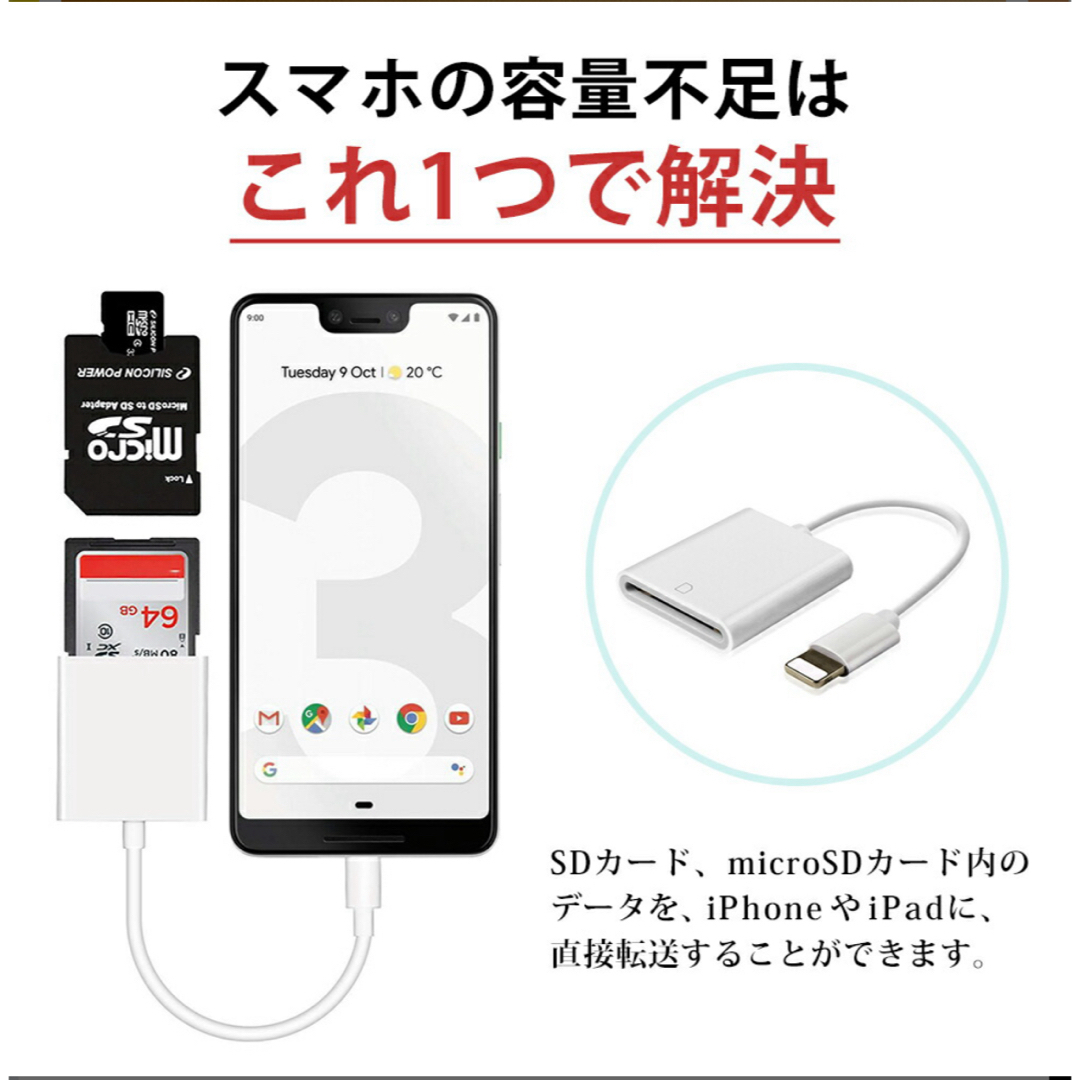 SDカードリーダー スマホ/家電/カメラのスマホアクセサリー(その他)の商品写真