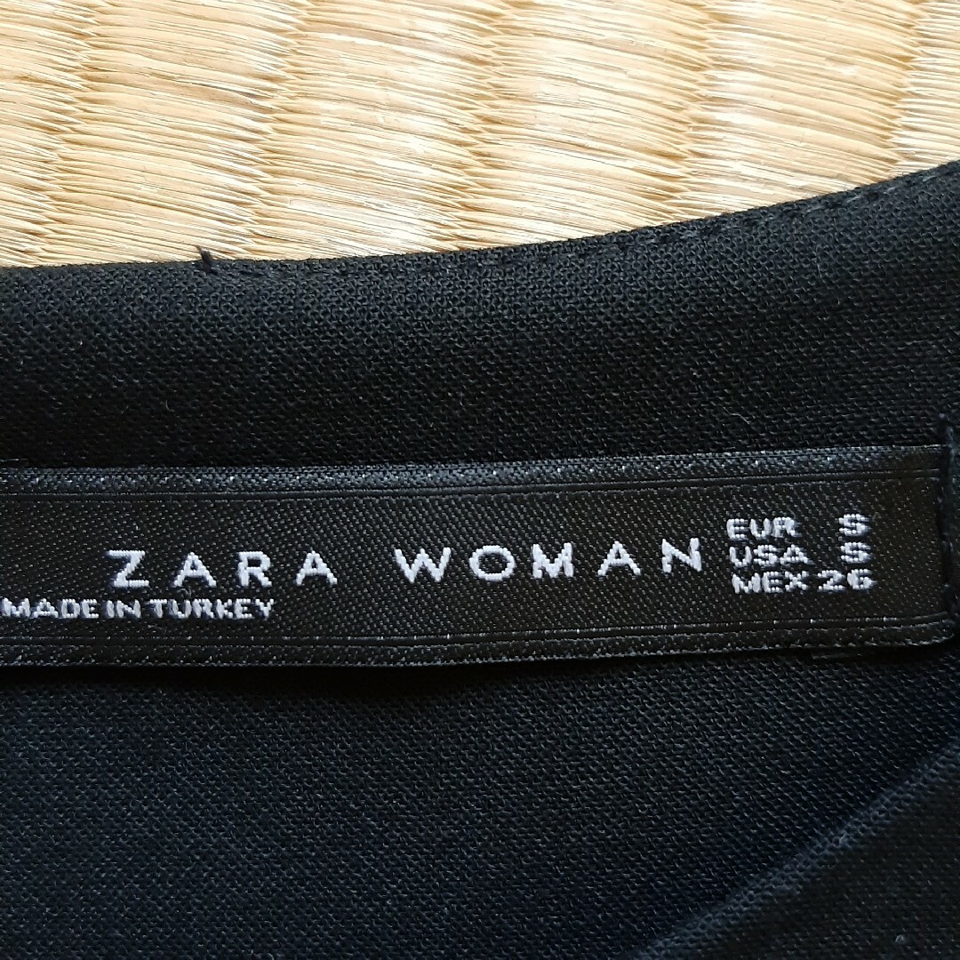 ZARA WOMAN ブラック半袖ミニワンピースS レディースのワンピース(ミニワンピース)の商品写真