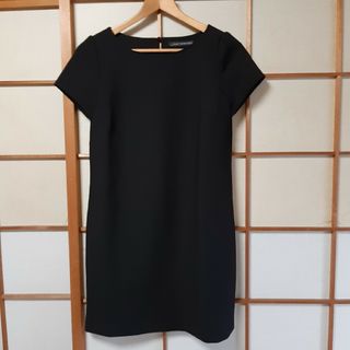 ZARA WOMAN ブラック半袖ミニワンピースS(ミニワンピース)