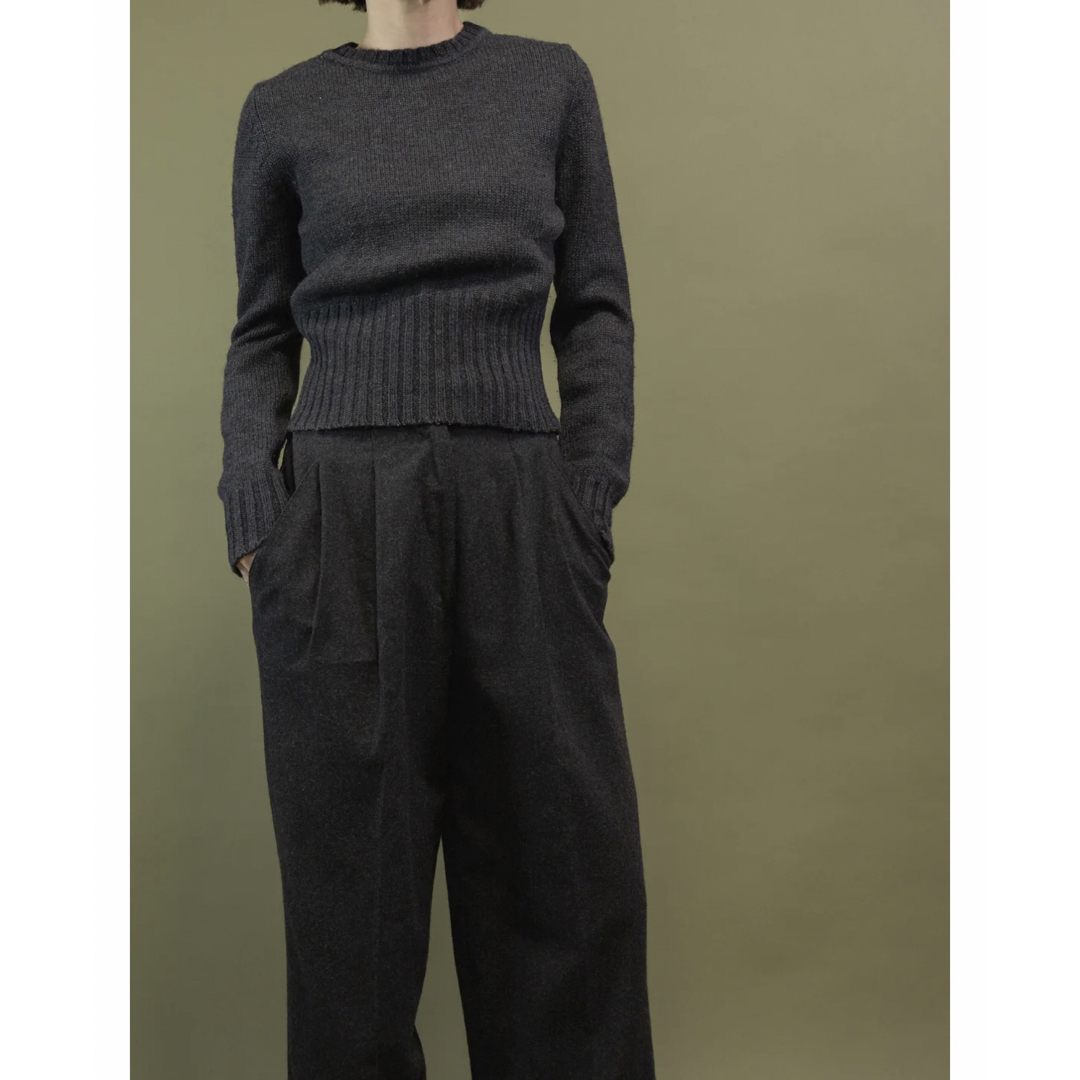 ootho Wool Rib Design Knit Charcoal Grey - トップス