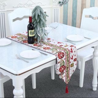 トナカイ　クリスマス　テーブルランナー　テーブルクロス　オーナメント　装飾(テーブル用品)