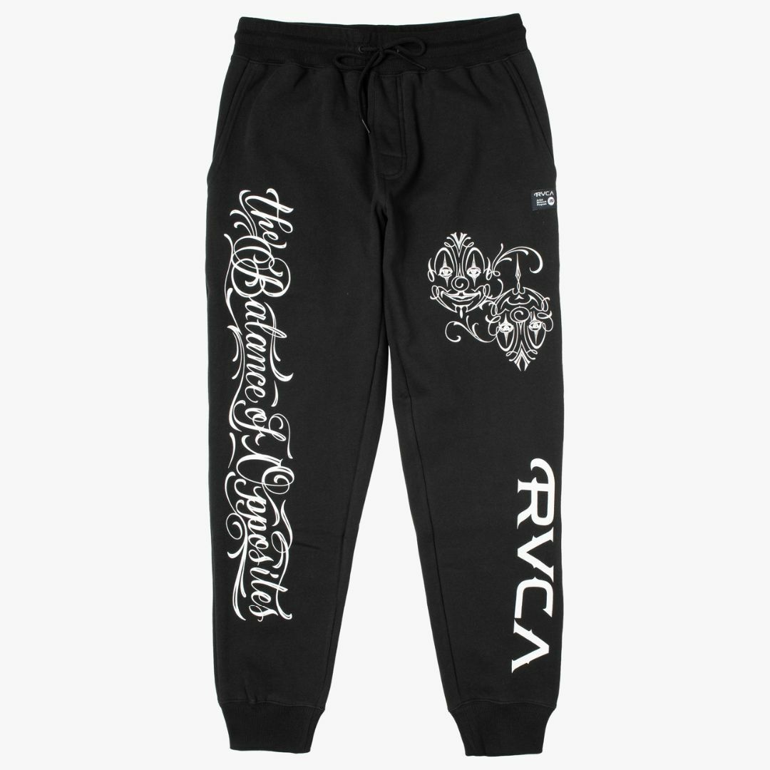 MR CARTOON RVCA SWEATPANTS BLACK スエットパンツ