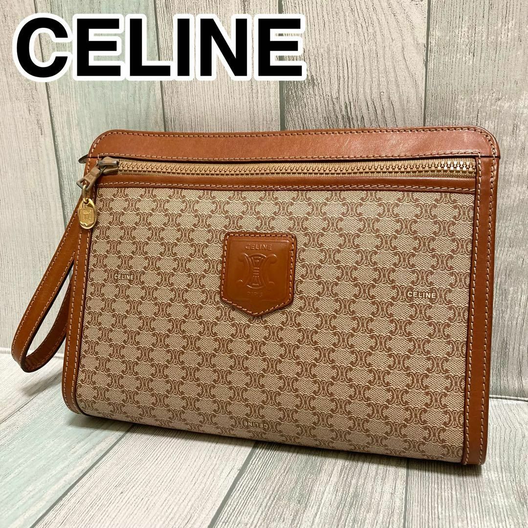 celine - 極美品✨ CELINE クラッチバッグ 白マカダム トリオンフ 本革