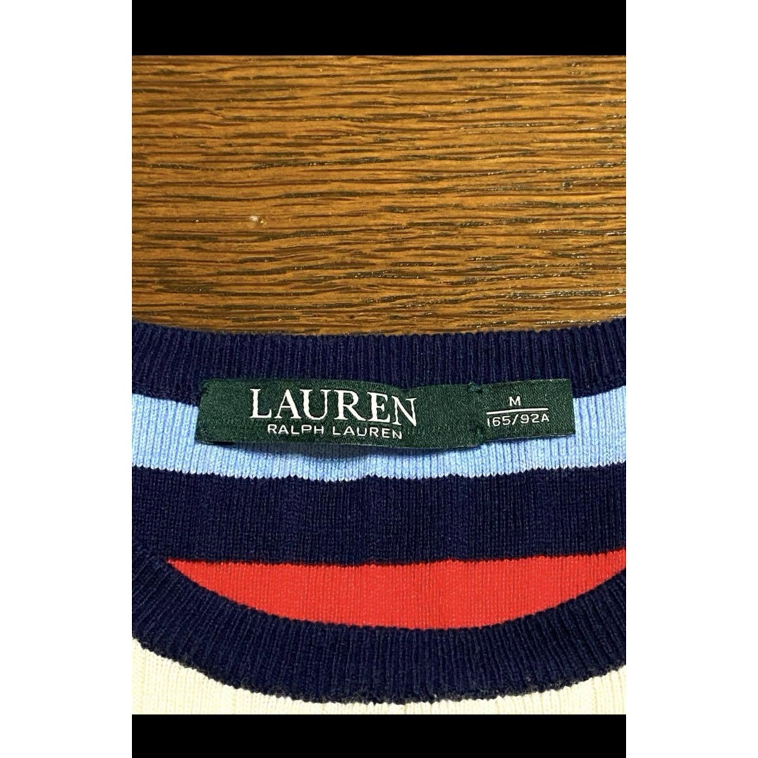 POLO RALPH LAUREN(ポロラルフローレン)の【希少デザイン】 ラルフローレン 半袖 ニット ミックスカラー   NO1619 レディースのトップス(ニット/セーター)の商品写真