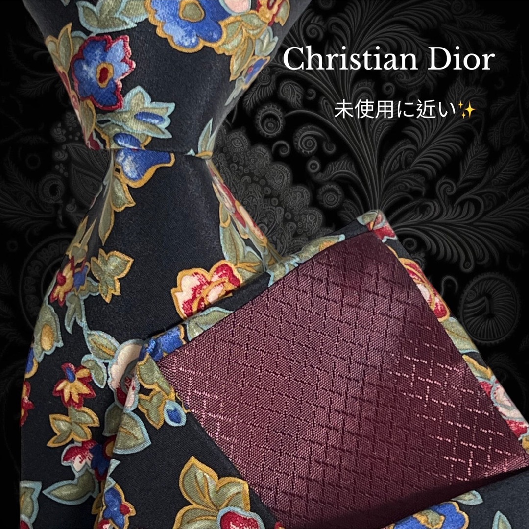 【未使用に近い】 Christian Dior ブラック系 マルチカラー 花柄