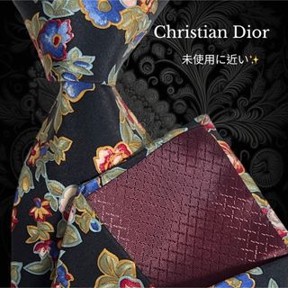 クリスチャンディオール(Christian Dior)の【未使用に近い】 Christian Dior ブラック系 マルチカラー 花柄(ネクタイ)