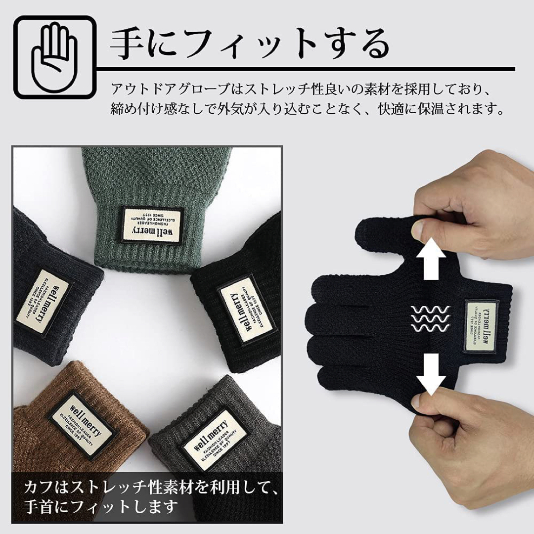 アウトドアグローブ ニットグローブ ニット手袋 グレー YFD メンズのファッション小物(手袋)の商品写真