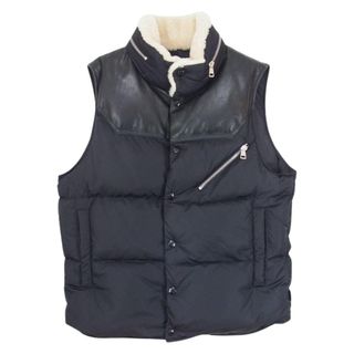 モンクレール(MONCLER)のMONCLER モンクレール B20914389115 AVORD GILET アヴォード ジレ レザー切替 ダウン ベスト ブラック系 2【美品】【中古】(ベスト)