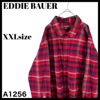 エディーバウアー(Eddie Bauer)のUS/XXL エディーバウアー フランネルシャツ 長袖シャツ 赤 チェック 古着(シャツ)
