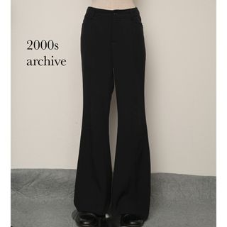 2000s Black flare pants センター切り替え vintage(カジュアルパンツ)