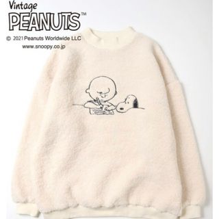 ピーナッツ(PEANUTS)の【美品】PEANUTS / スヌーピー 刺繍ボアトレーナー(トレーナー/スウェット)