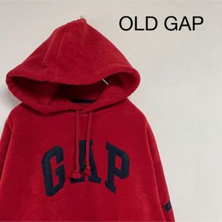 美品 90s Old GAP パーカー フリース デカロゴ 赤 旧タグ