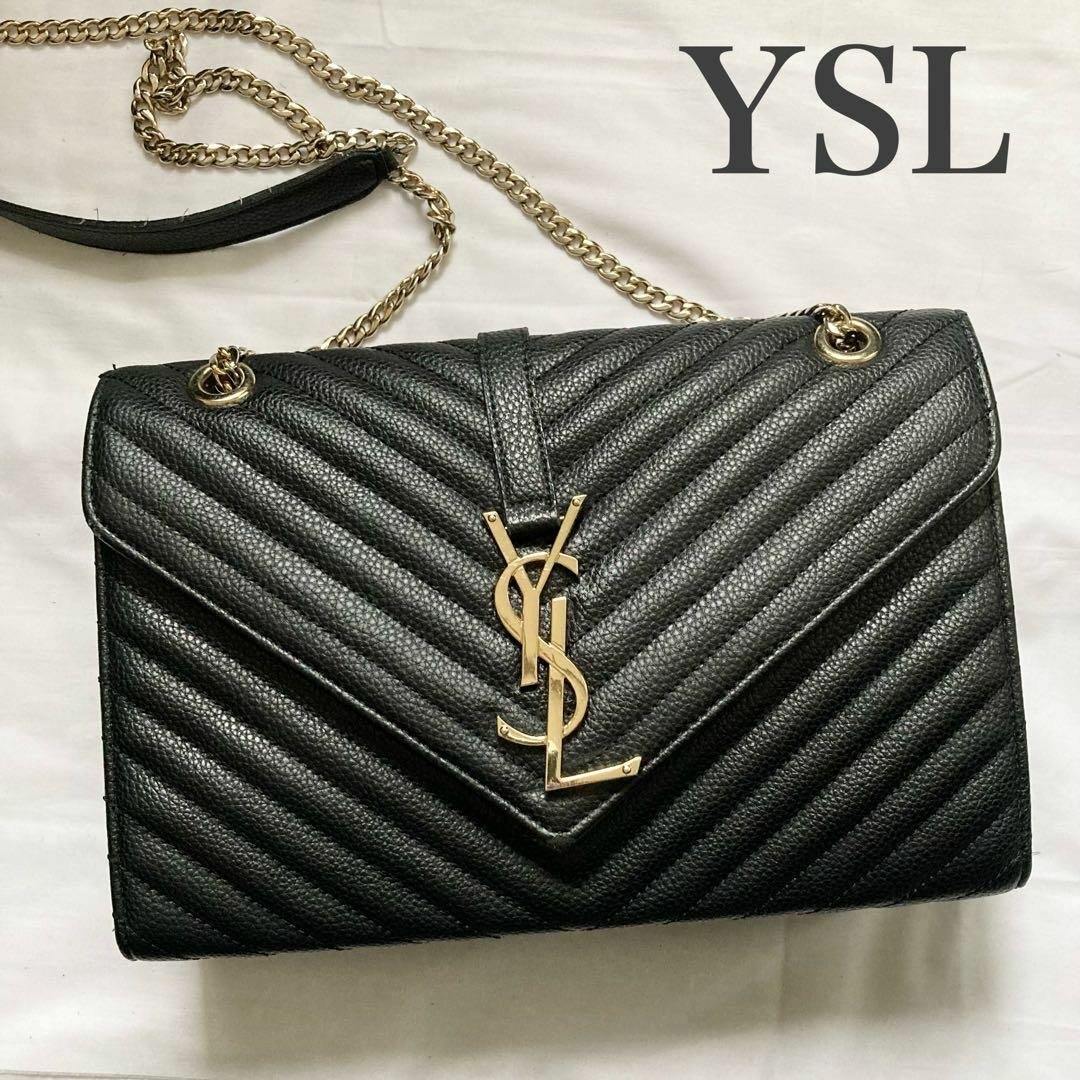 ✨高級感✨激レア　イヴサンローラン　ショルダーバッグ　ブラック　レザー　YSL