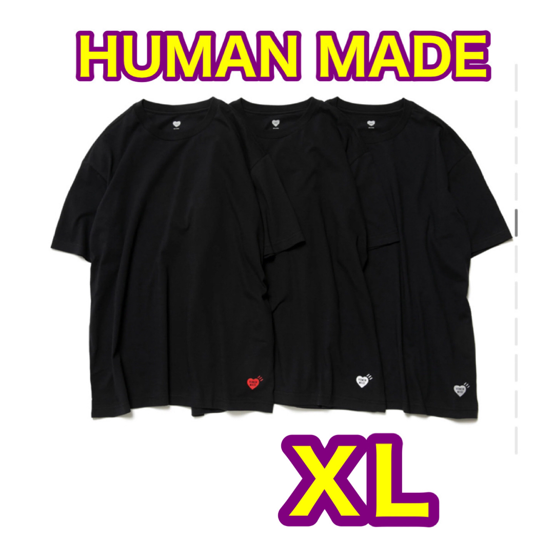 ヒューマンメイド　XLサイズ　ブラック　黒　パックTシャツ3枚　新品ユニオン