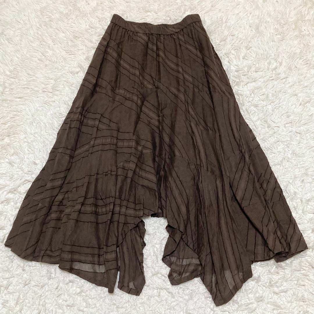 美品　慈雨　センソユニコ　ロングスカート　変形　40　ブラウン　日本製
