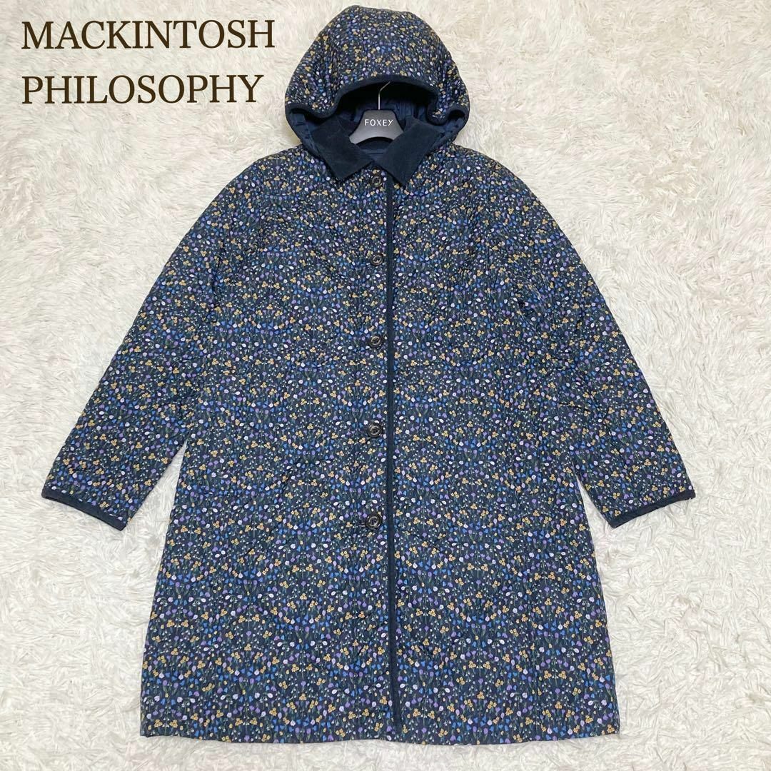 MACKINTOSH PHILOSOPHY(マッキントッシュフィロソフィー)の美品　マッキントッシュフィロソフィー　キルティングコート　花柄　36 レディースのジャケット/アウター(ロングコート)の商品写真