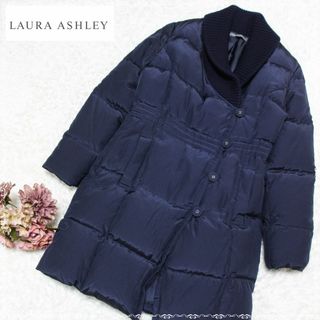 ローラアシュレイ(LAURA ASHLEY)のローラアシュレイ　ダウンコート　ショールカラー　リブ　7 S　ネイビー　紺(ダウンコート)