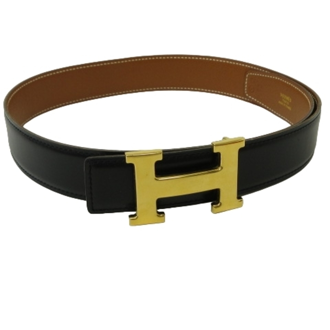 Hermes - エルメス コンスタンス Hバックル レザーベルト 黒 ゴールド