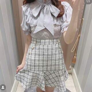 『人気完売』evelyn 量産型　ミニスカート　#ツイードフリルSK(ミニスカート)