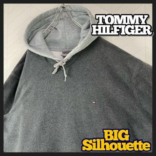 トミーヒルフィガー(TOMMY HILFIGER)のトミー ヒルフィガー ニット セーター Vネック 刺繍ロゴ オーバーサイズ 古着(ニット/セーター)