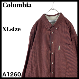 コロンビア(Columbia)のコロンビア メンズ チェック柄 長袖ボタンダウンシャツ ブラウン 茶色 XL(シャツ)