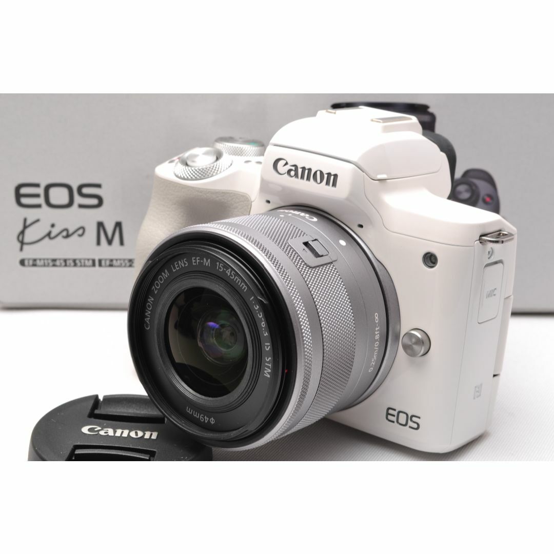 Canon(キヤノン)の❤️Wi-Fi &Bluetooth❤️キヤノン EOS kiss M ホワイト スマホ/家電/カメラのカメラ(ミラーレス一眼)の商品写真