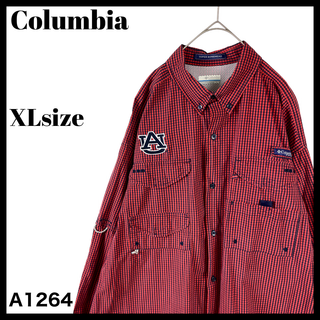 コロンビア(Columbia)のコロンビア PFG カレッジロゴ 長袖フィッシングシャツ チェック XL 古着(シャツ)