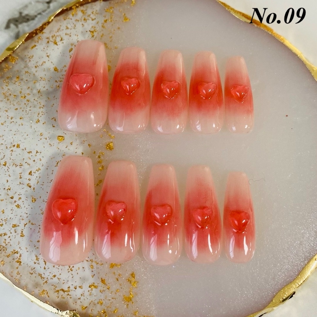ネイルチップ チークネイル ハートネイル ちゅるんネイル ワンホンネイル bde349cd64efa4edec5354600204ed