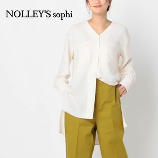 ノーリーズ(NOLLEY'S)のとろみリラックス感がかわいい♪　ロングポケットシャツブラウス　M　アイボリー(シャツ/ブラウス(長袖/七分))