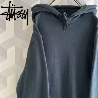 ステューシー(STUSSY)の【ステューシー】メンズL相当 肉厚 リブロゴ スウェットパーカー stussy(パーカー)