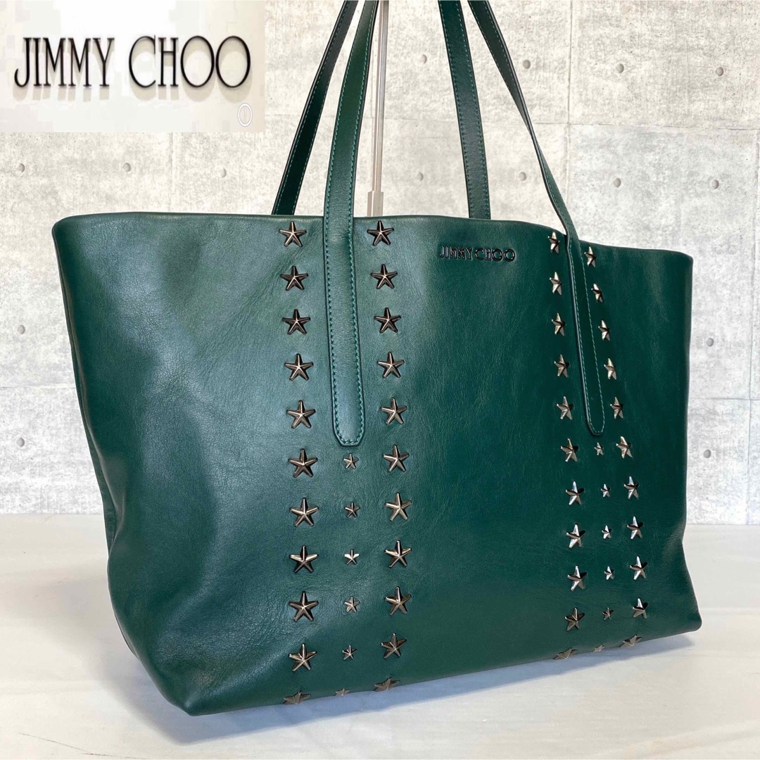 美品】JIMMY CHOO PIMLICO グリーン スタッズ トートバッグ トート ...