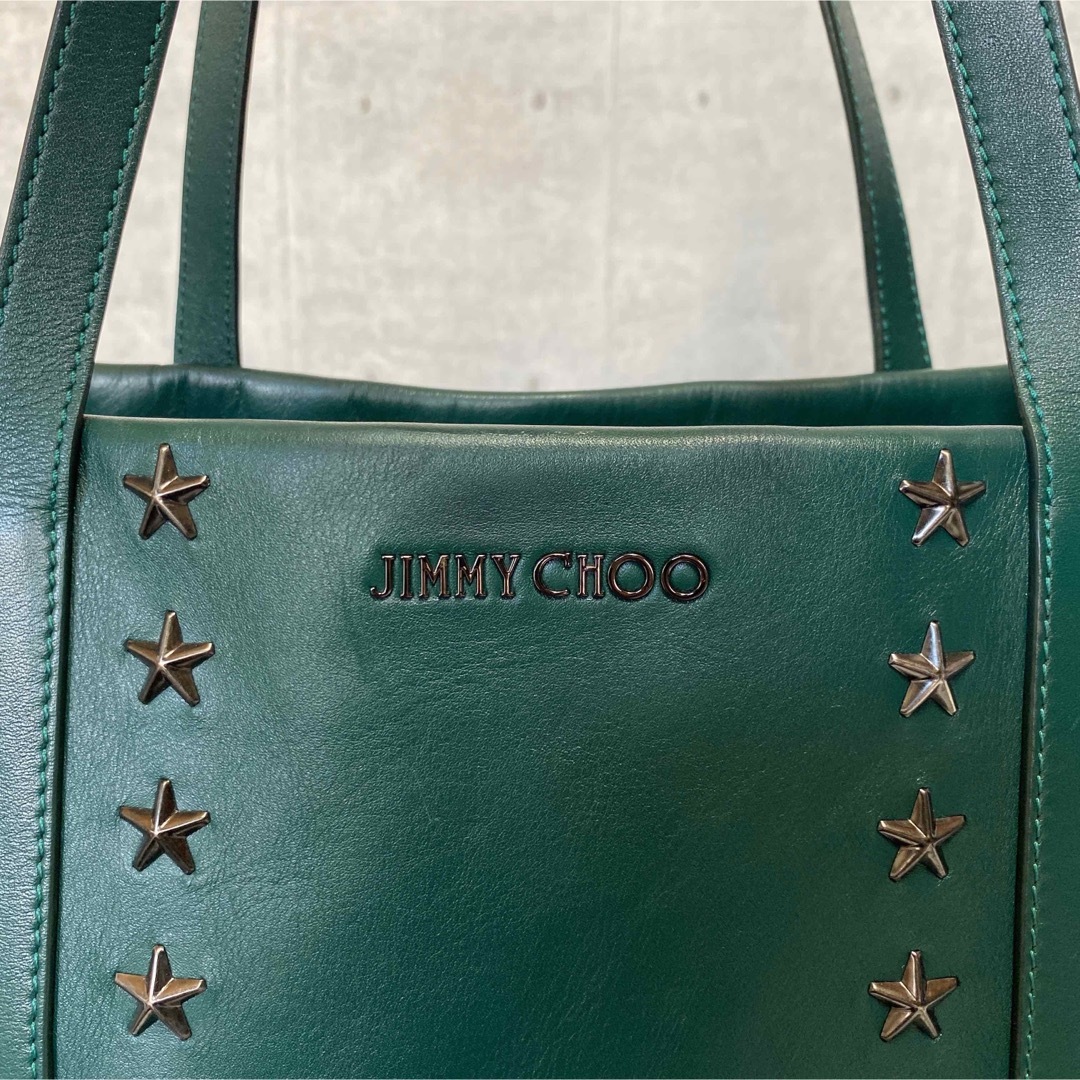 美品】JIMMY CHOO PIMLICO グリーン スタッズ トートバッグ トート ...