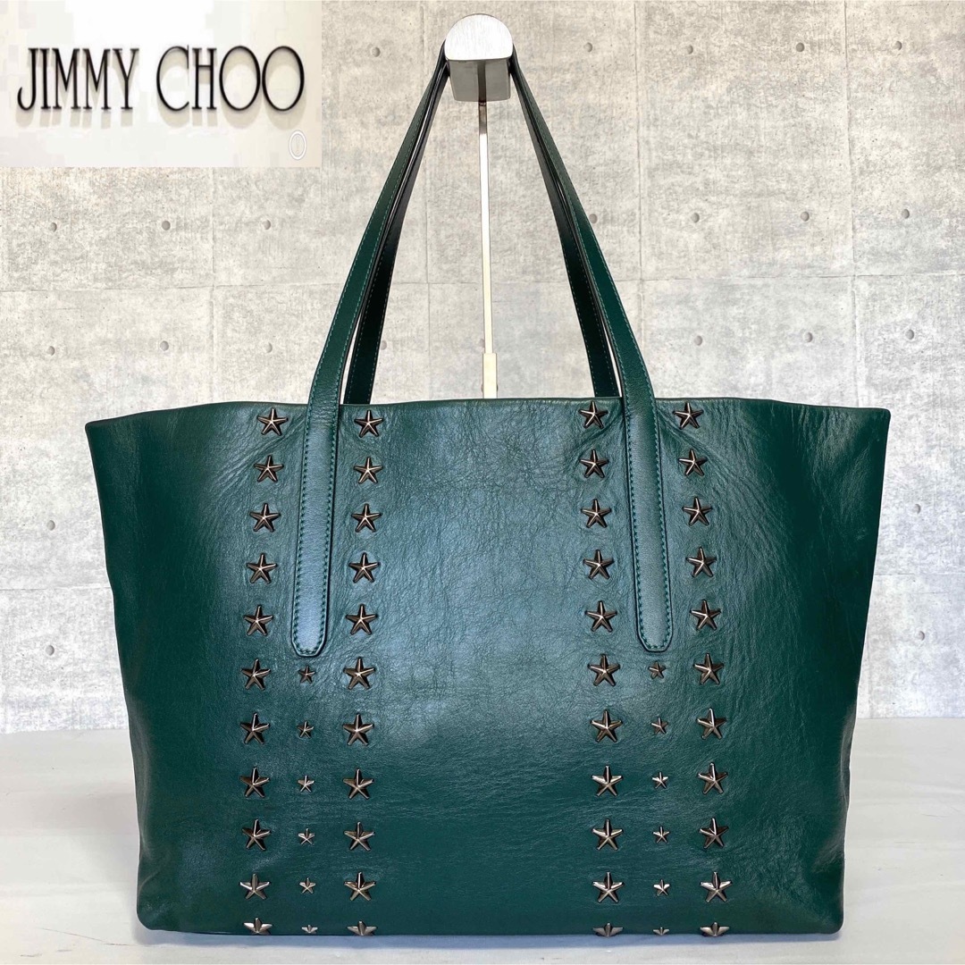 JIMMY CHOO - 【美品】JIMMY CHOO PIMLICO グリーン スタッズ トート ...