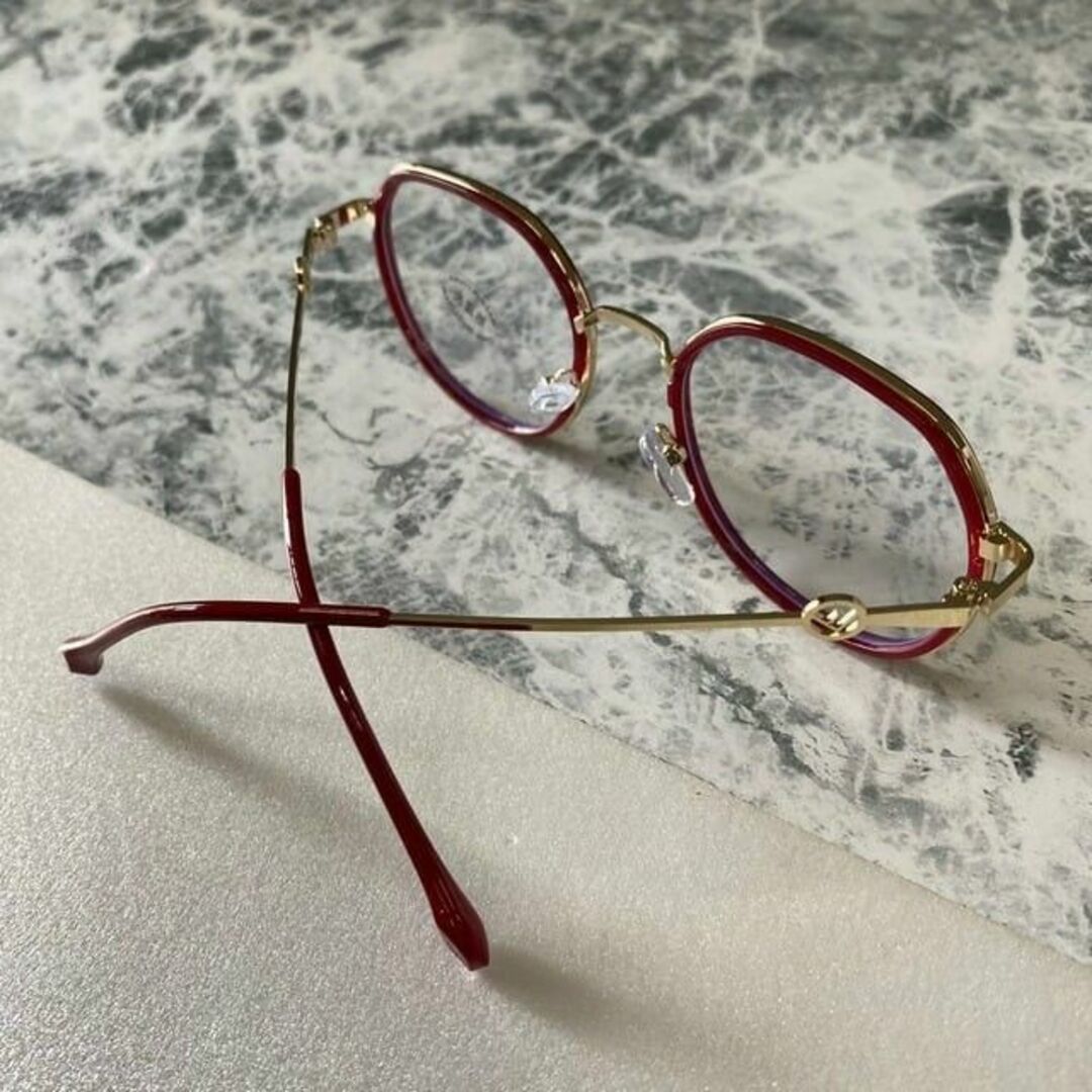 新品 赤色 メンズ レディース トレンド 眼鏡 芸能人愛用 メガネ 男女兼用 レディースのファッション小物(サングラス/メガネ)の商品写真