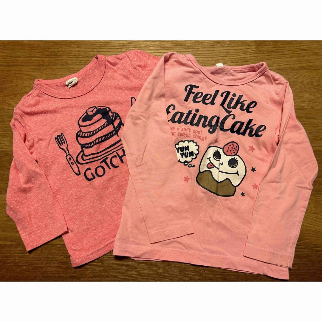 女の子　長袖　カットソー　２枚セット キッズ/ベビー/マタニティのキッズ服女の子用(90cm~)(Tシャツ/カットソー)の商品写真