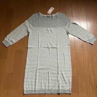 ユニクロ(UNIQLO)のハナビ様　専用☆新品　ユニクロ　コットンカシミヤ ボーダーワンピース（7分袖）(ミニワンピース)