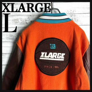 XLARGE エクストララージ　アウター　スタジャン　袖レザー　ビッグロゴ