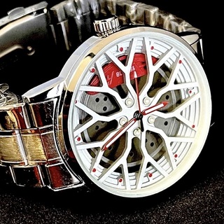 新品 BORUSE グレーホイールウォッチ レッドキャリパー メンズ腕時計(腕時計(アナログ))
