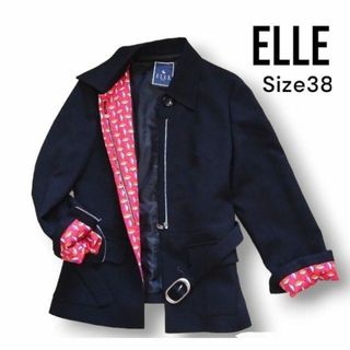 エル(ELLE)の美品　ELLE ウール　ジャケット　38　ブラック(ブルゾン)