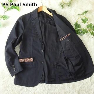 ポールスミス(Paul Smith)のポールスミス　コットン　テーラードジャケット　2B　花柄　ストレッチ　L　黒(テーラードジャケット)