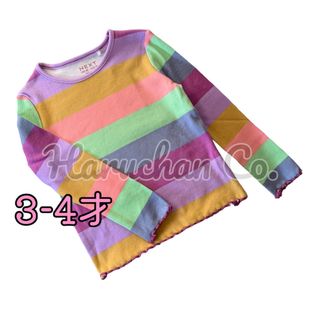 ネクスト(NEXT)の●未使用●3-4才　オータムカラー　ボーダー　リブ　ロンT(Tシャツ/カットソー)