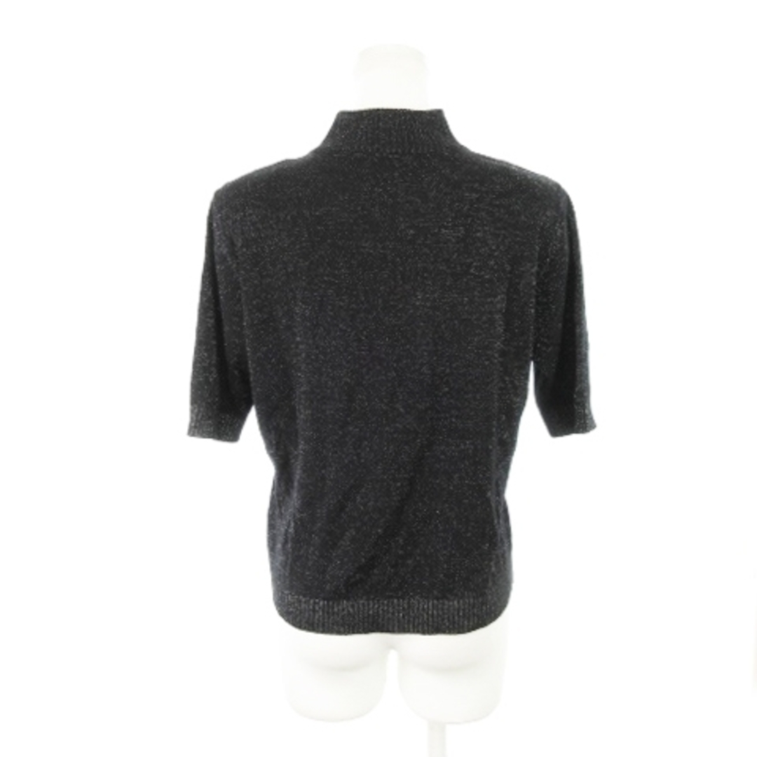 leilian(レリアン)のレリアン ニット セーター ハイネック 半袖 ウール ラメ 肩パッド 9 黒 レディースのトップス(ニット/セーター)の商品写真