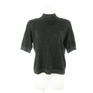 レリアン(leilian)のレリアン ニット セーター ハイネック 半袖 ウール ラメ 肩パッド 9 黒(ニット/セーター)