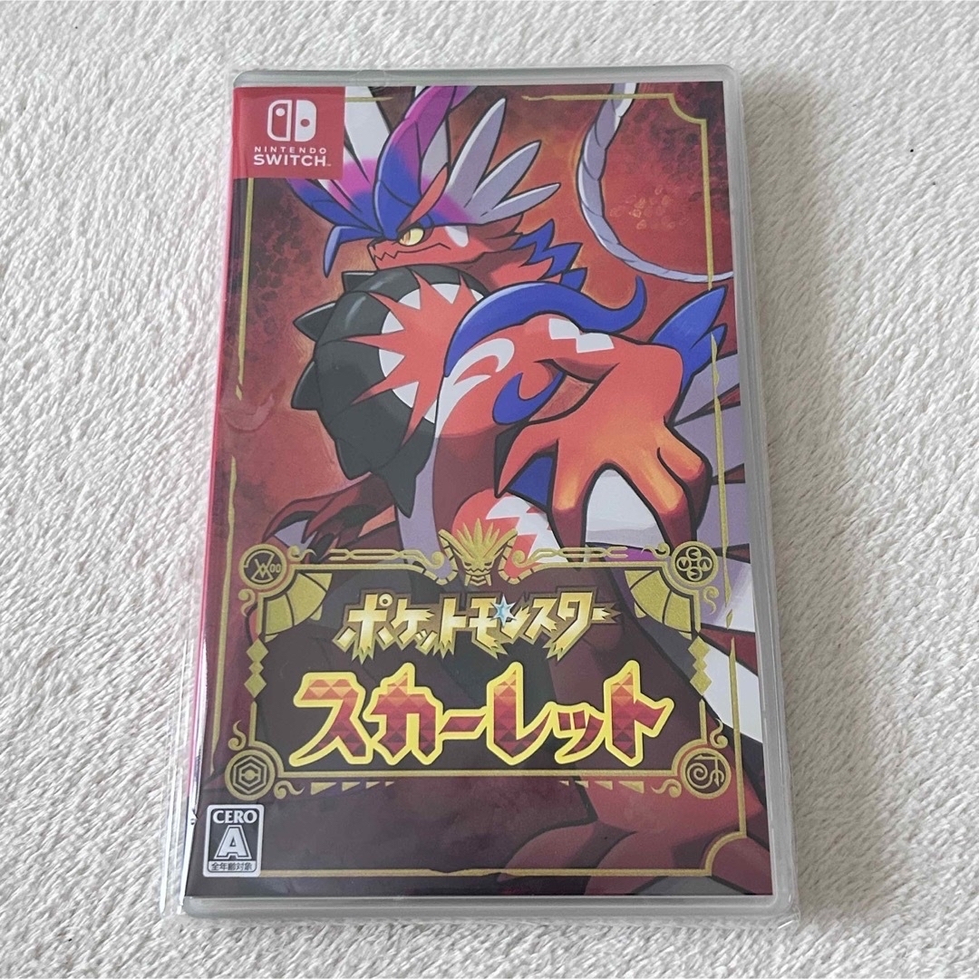 ポケットモンスター スカーレット　ピカチュウのカード付き　ビニールカバー付き エンタメ/ホビーのゲームソフト/ゲーム機本体(家庭用ゲームソフト)の商品写真