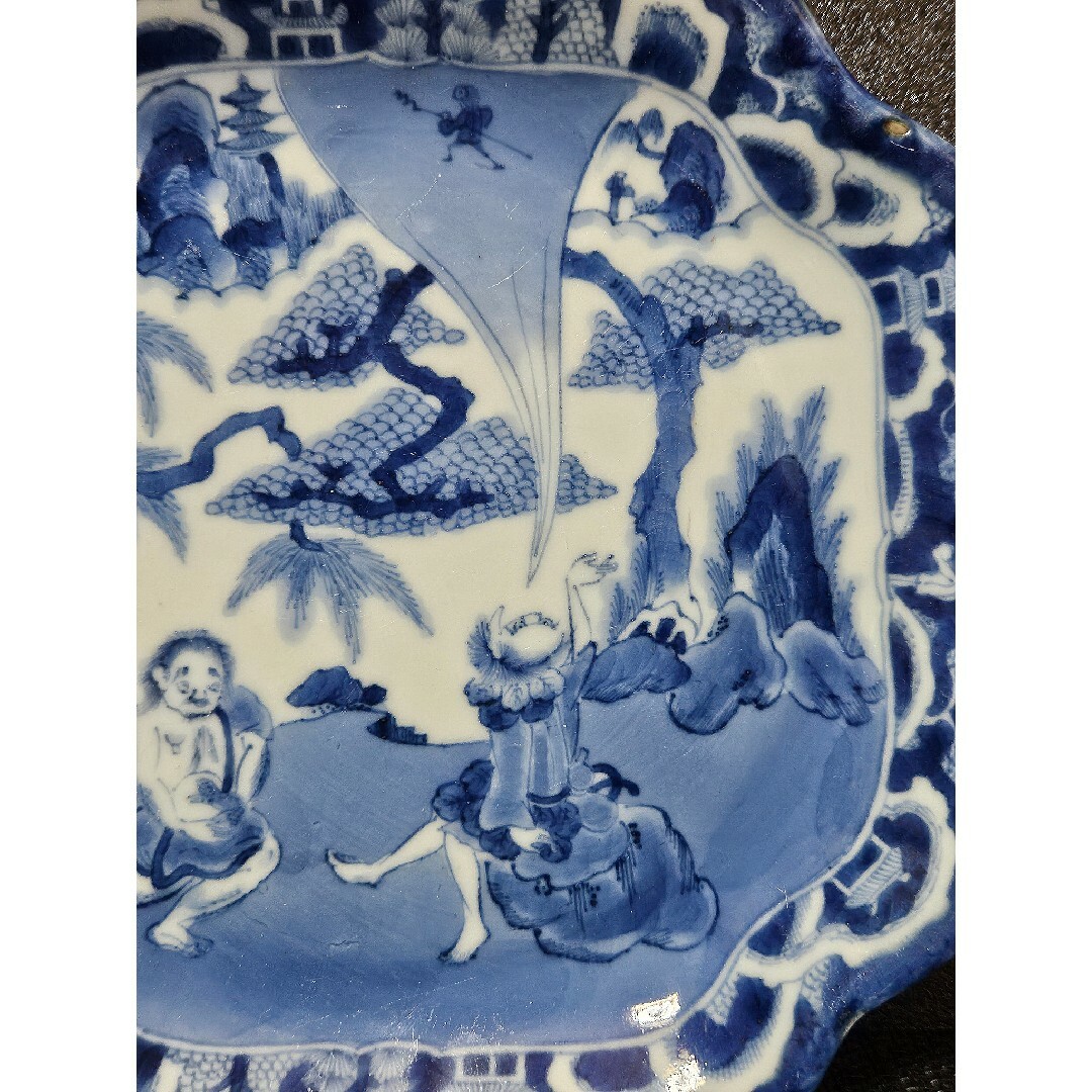 名品古伊万里❗01】江戸時代 古伊万里 染付 蝦蟇仙人図 四方隅切 名品古伊万里❗01】江戸時代 古伊万里 染付 蝦蟇仙人図 四方隅切