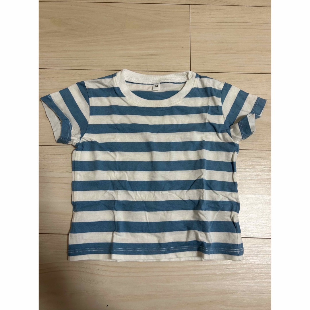 MUJI (無印良品)(ムジルシリョウヒン)の【美品】無印 ボーダー Tシャツ 80 キッズ/ベビー/マタニティのベビー服(~85cm)(Ｔシャツ)の商品写真